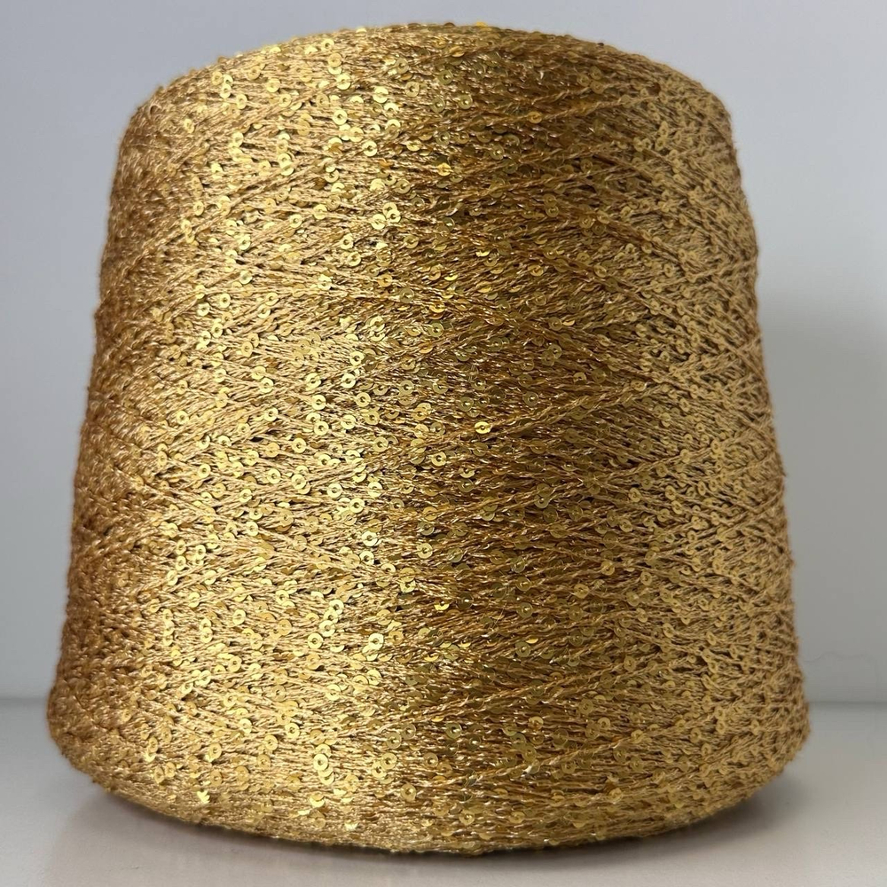 MONALISA - PINORI Filati; вискоза, п/а, пайетки 3мм, через каждые 10мм; 330м/100гр; col. 0120, цвет: золотые пайетки на золотой нити; S510