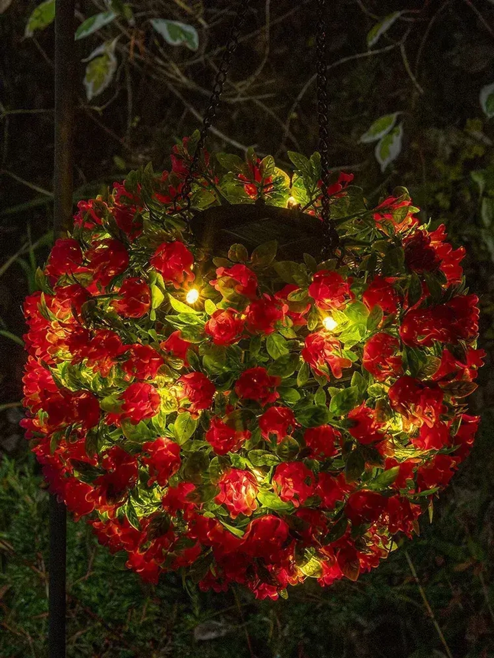 Декоративное подвесное кашпо для сада / фонарь садовый на солнечной батарее "Цветочный шар Азалия" ЧУДЕСНЫЙ САД