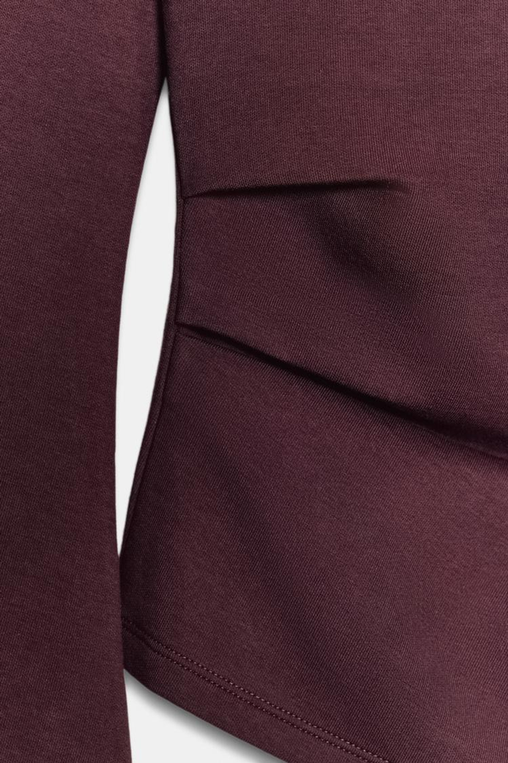 ZARA ТОП ИЗ ИНТЕРЛОКА С ДЛИННЫМ РУКАВОМ, ВИННЫЙ