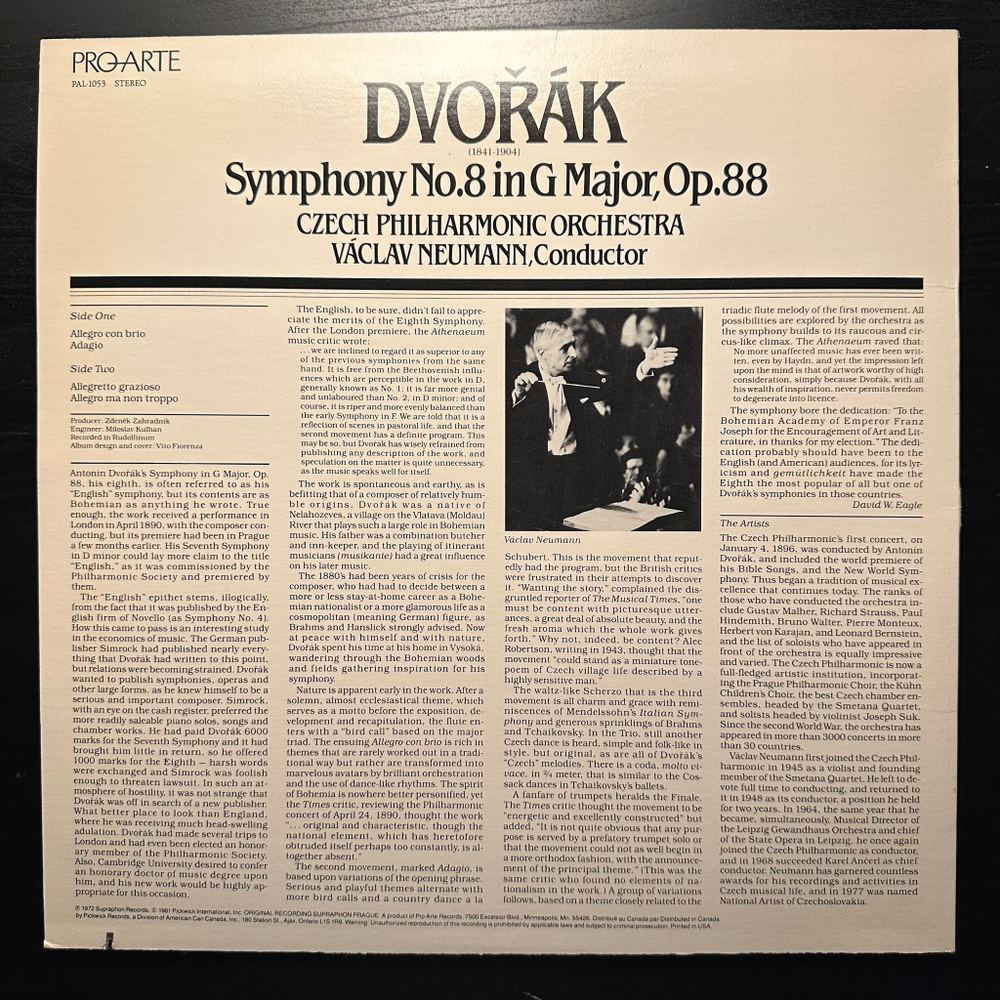 Дворжак - Симфония № 8 соль мажор, соч. 88 (США 1981г.)