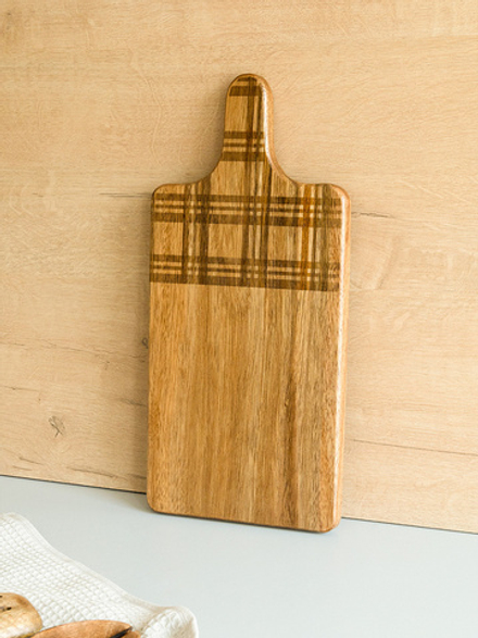 Доска разделочная DeNASTIA прямоугольная с дизайном и ручкой 16,5x35x1,5 дерево акации коричневый