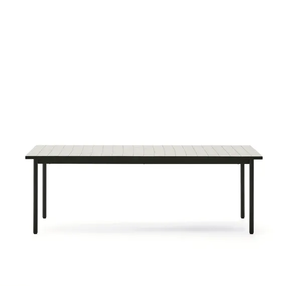 Уличный стол Maurina из стали зелёного цвета с керамической плиткой цвета экрю 223 x 101 см