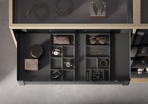 Лоток для колец и украшений 7 ячеек в полку Конеро, D 475 мм, цвет ЧЕРНЫЙ