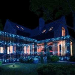 Светодиодный занавес Водопад 400 холодных белых LED ламп, 2*2 м., 31В, 2 режима, прозрачный провод, Vegas (55139)