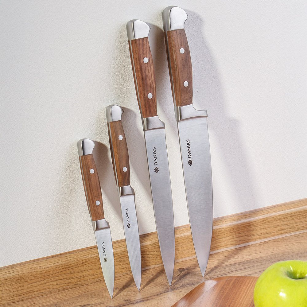 Нож кухонный Daniks, Confidence, разделочный, нерж сталь, 20 см, рук дерев, S-K43304-03