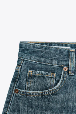 ZARA ДЖИНСОВЫЕ МИНИ-ШОРТЫ TRF СО СРЕДНЕЙ ПОСАДКОЙ, СЕРО-СИНИЙ