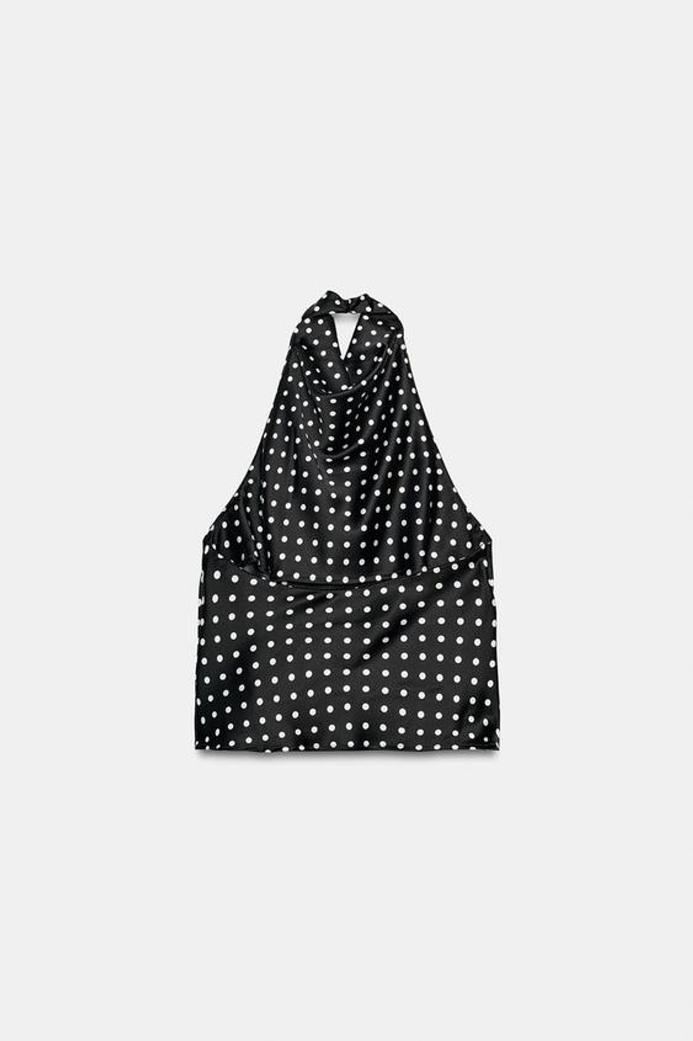 ZARA АТЛАСНЫЙ ТОП С ГОРЛОВИНОЙ ХАЛТЕР, ЧЕРНЫЙ/БЕЛЫЙ