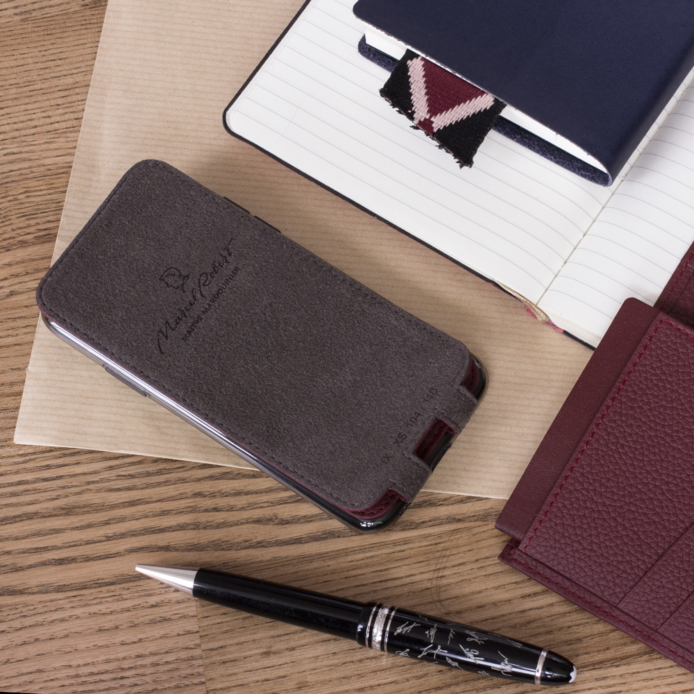 Чехол для iPhone X/XS из натуральной кожи теленка, бордового цвета