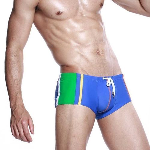 Мужские плавки голубые Seobean Patchwork Swimwear Blue Red Green 40807