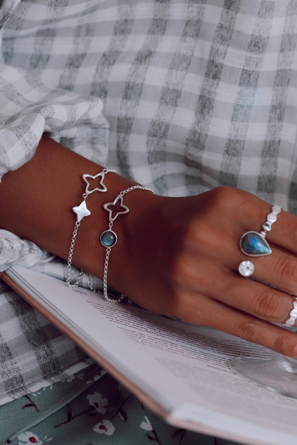 Браслет «Клевер» с лабрадоритом