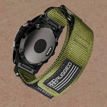 Нейлоновый ремешок Hemsut Rugged 26 мм для Garmin Fenix 7x 6x 5x, Tactix 7 Delta, Enduro 2, Instinct 2X быстросъемный (Хаки)