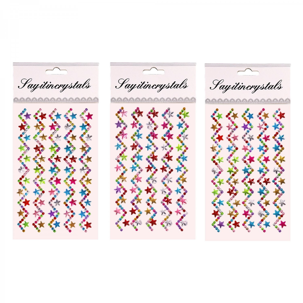 Наклейки-стразы Alingar, акриловые, "Звёздный зигзаг", пакет с европодвесом