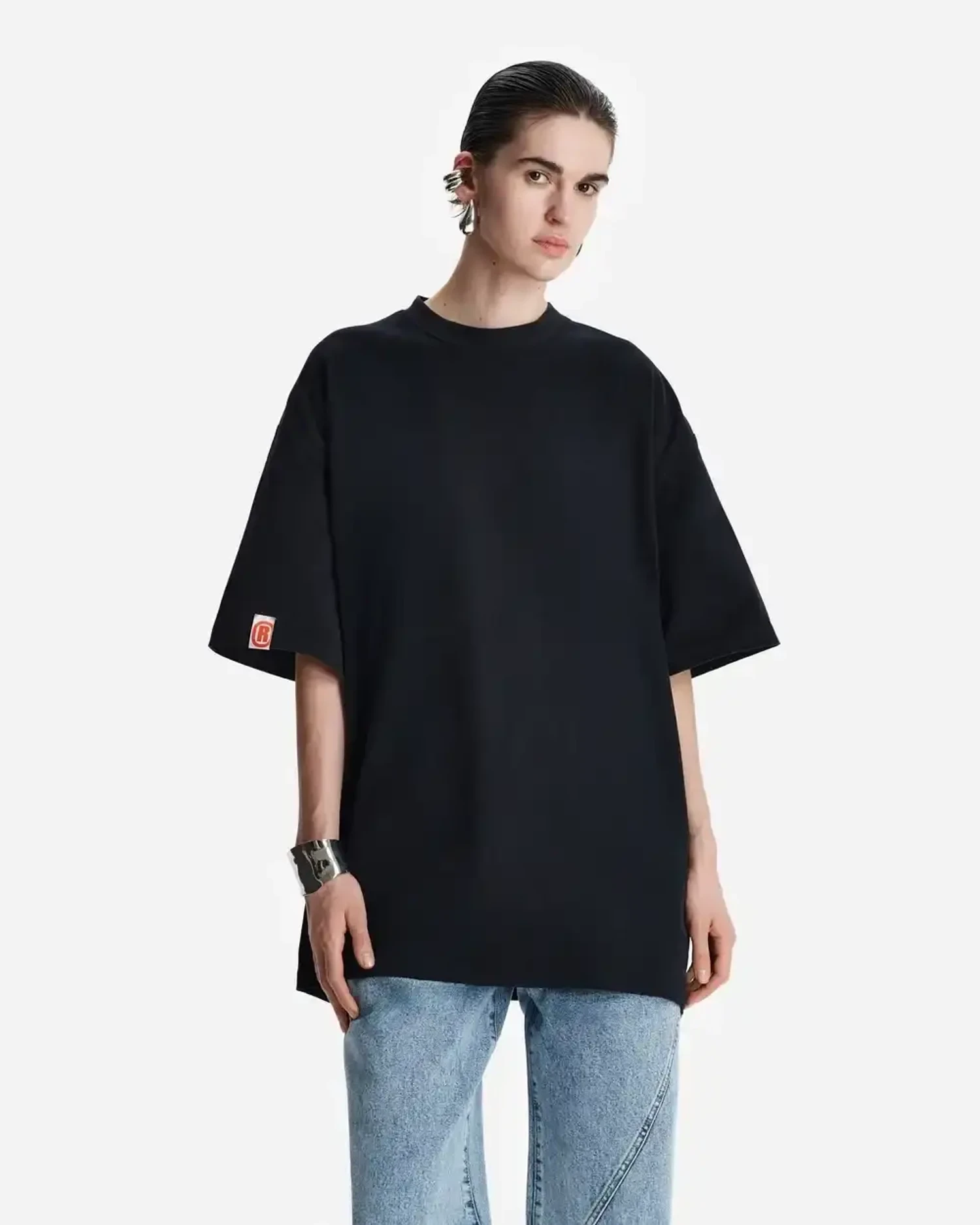 Футболка оверсайз из хлопка черная