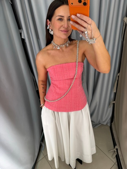 Топ-корсет из твида розовый