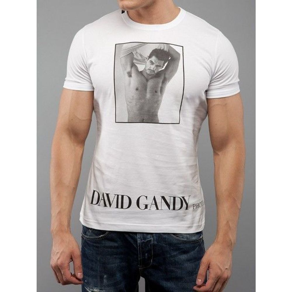 Мужская футболка белая с принтом Dolce Gabbana David Gandy Photo