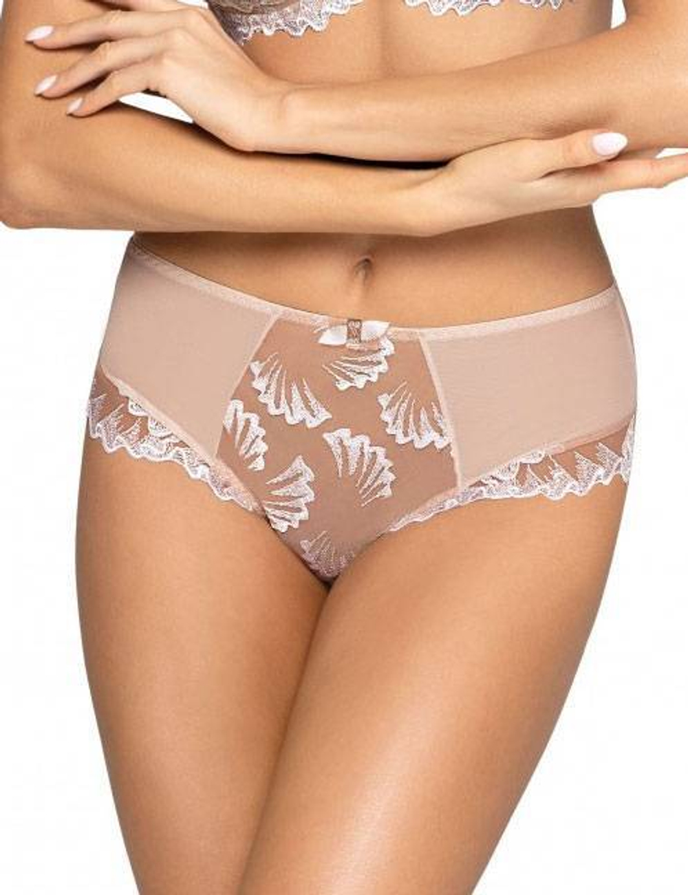 Трусики-бразилиана Sophie с контрастной вышивкой (Размер: S) (Цвет: бежевый)