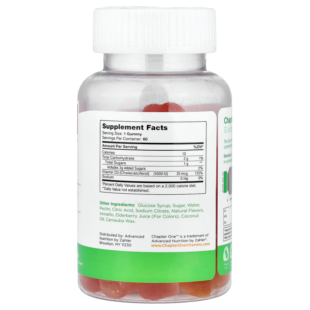 Chapter One, жевательный витамин D3, 60 жевательных таблеток (25 мкг (1000 МЕ) в 1 таблетке)