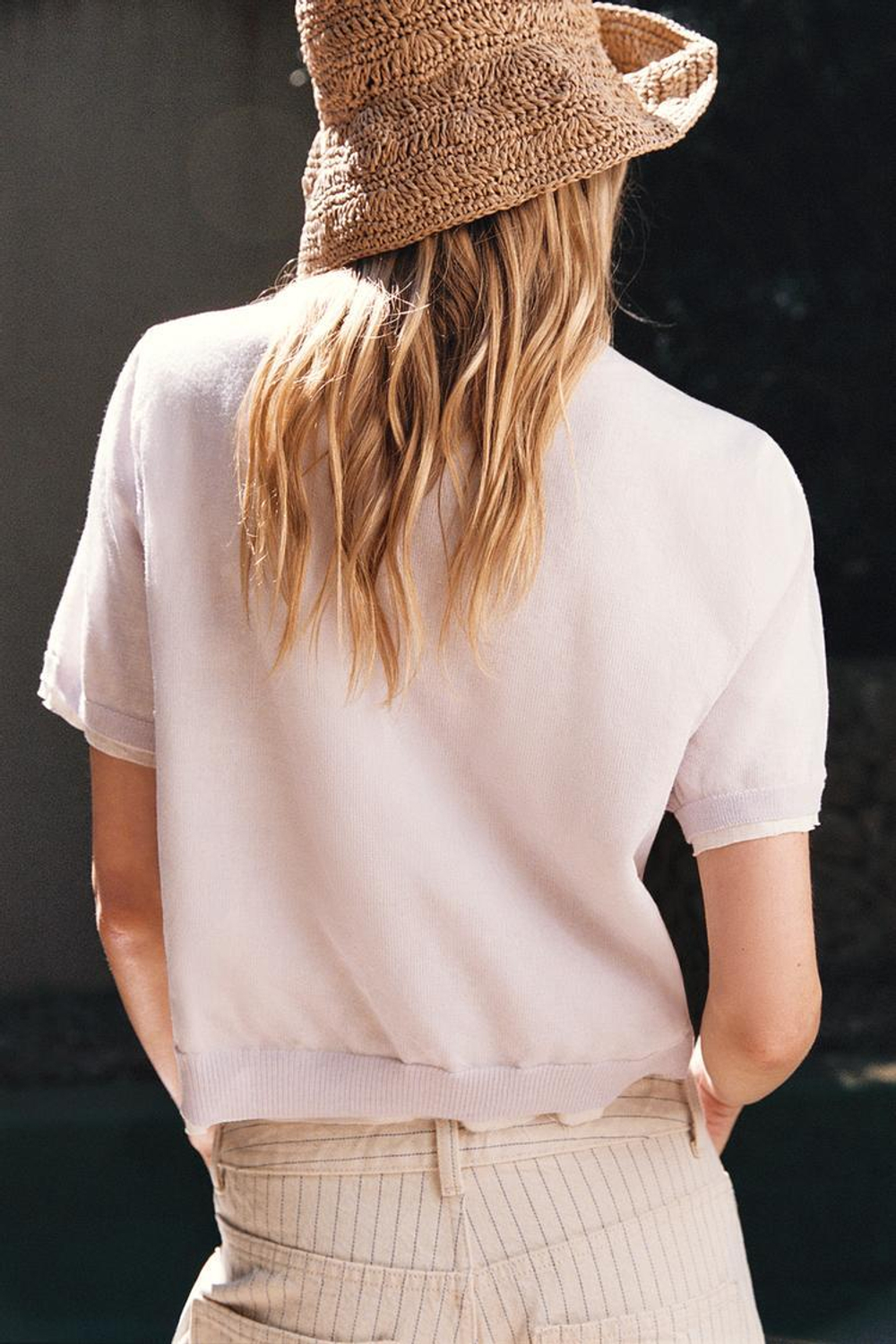 ZARA ДВУХСЛОЙНЫЙ КАРДИГАН ИЗ СМЕСОВОГО ЛЬНА, СВЕТЛАЯ МАЛЬВА