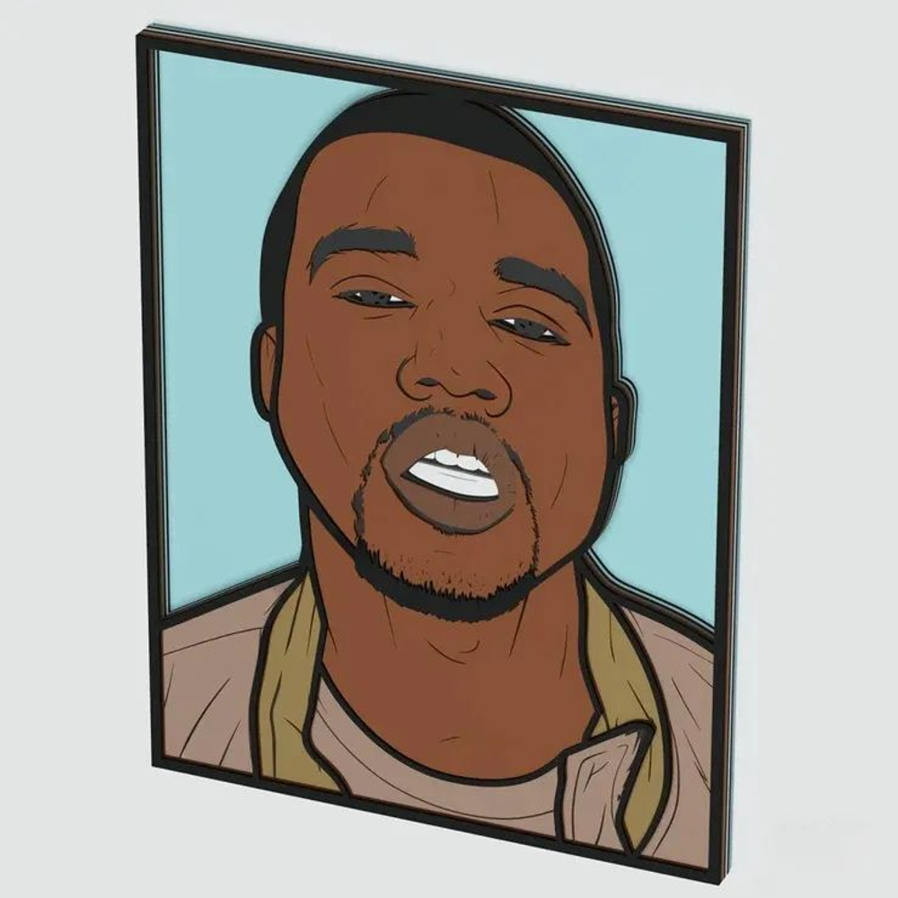 3D Картина по номерам из дерева Канье Уэст, 23x30 см