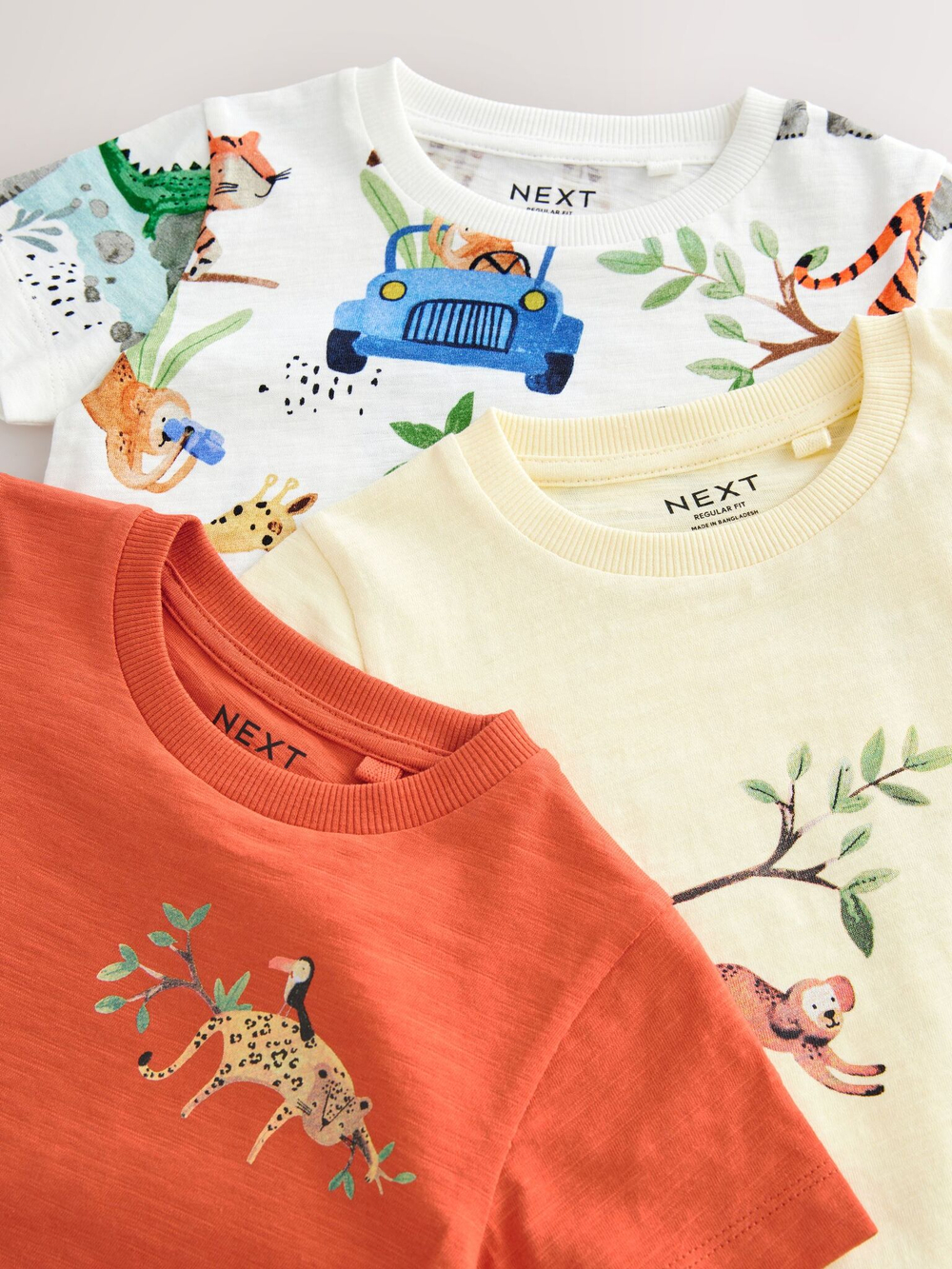 Футболка для мальчика Next AJ0-429, 3 шт., Оранжевый, Белый, Светло-желтый