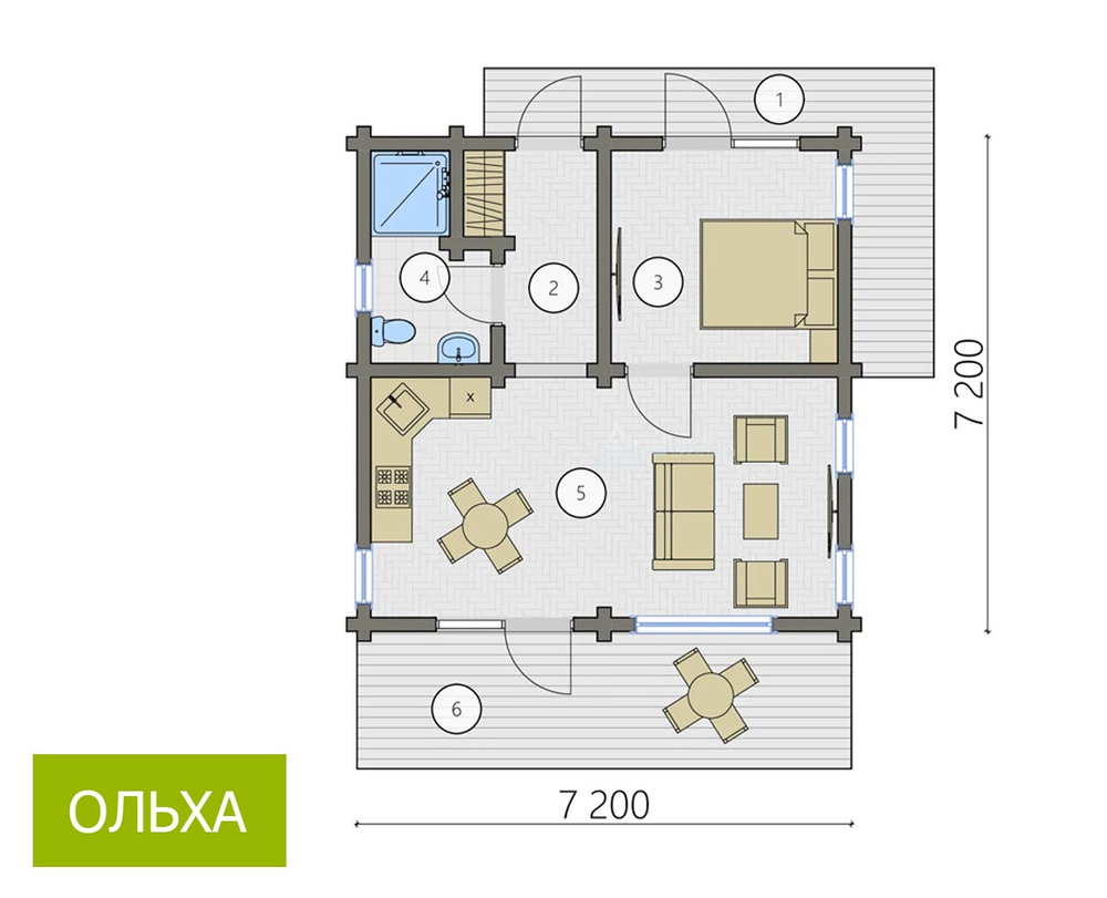 Дом проект "Ольха" клееный брус.