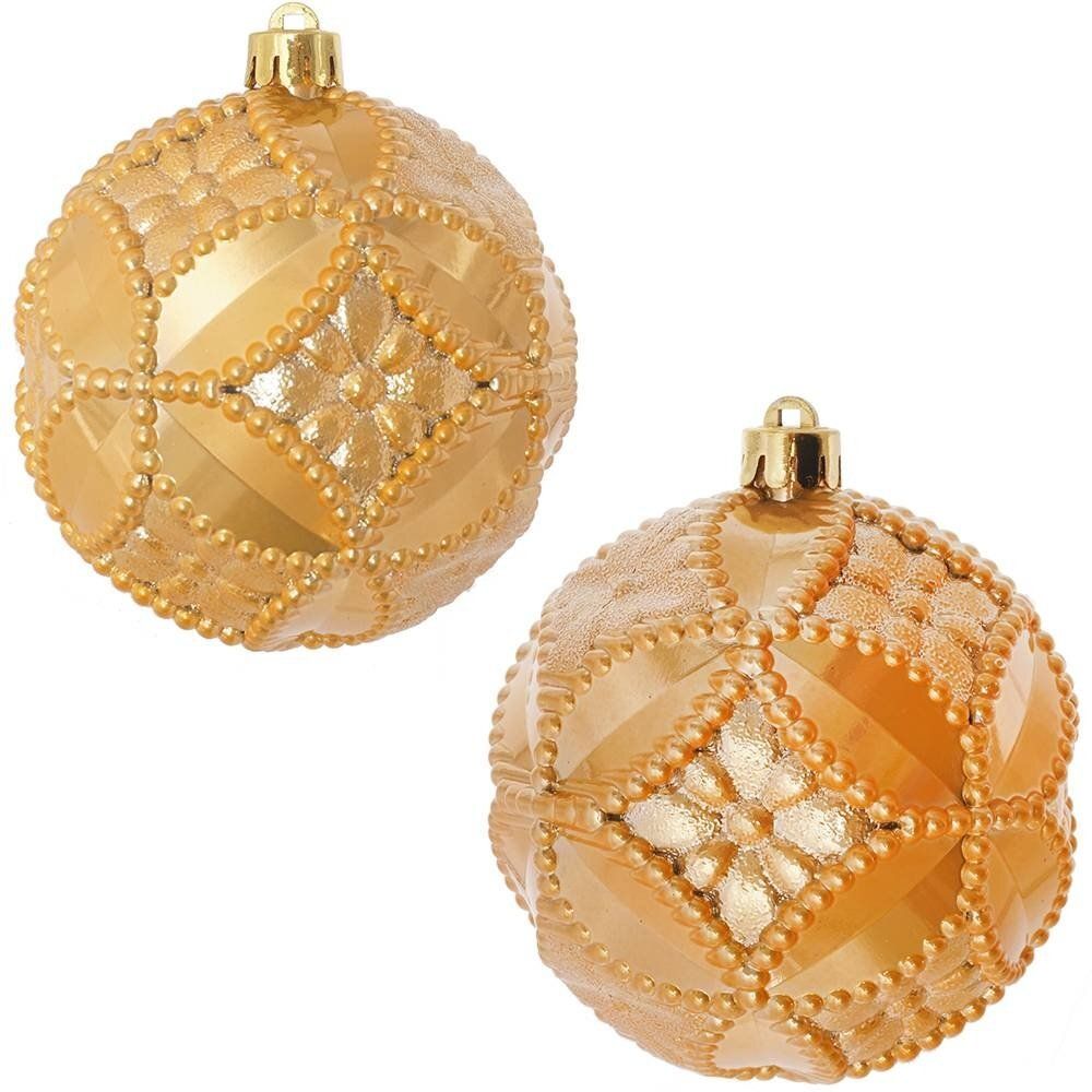 GAEM Набор из 2шт Украшение новогоднее Шар "Золотой орнамент", D 10 см, L19,5 W10 H10 см
