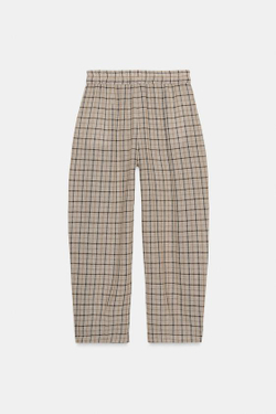 ZARA БРЮКИ В КЛЕТКУ — ZW COLLECTION, БЕЖЕВЫЙ