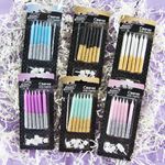 Свечи Сверкающий глиттер, Черный/Золото, с блестками, 0,77*8 см, 6 шт. с держат.