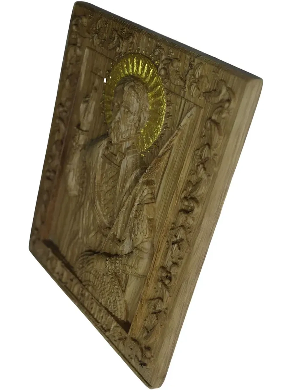 Освященная Икона Святой Валентин резная из массива дуба