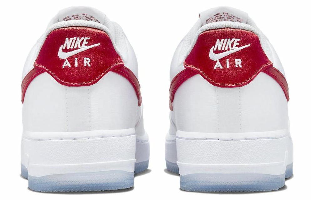 Кроссовки Nike Air Force 1 Low Satin "White Red" (Женская размерная сетка)