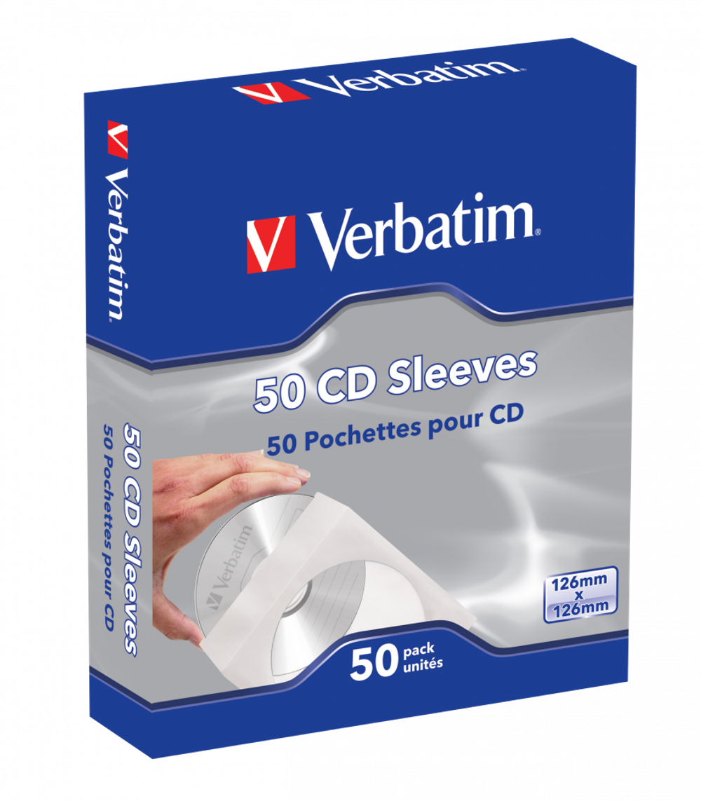 Конверты Verbatim 50 CD Sleeves для оптических дисков, бумажные, 50 шт