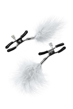 Зажимы для сосков TOYFA Theatre с белым пухом (Цвет: белый)