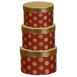 Подарочная коробка Basir 3 в 1, круглые с крышкой, серия "Горох", размер 24.5*16/23.5*14.5/20.5*13 см (диаметр*высота), ассорти