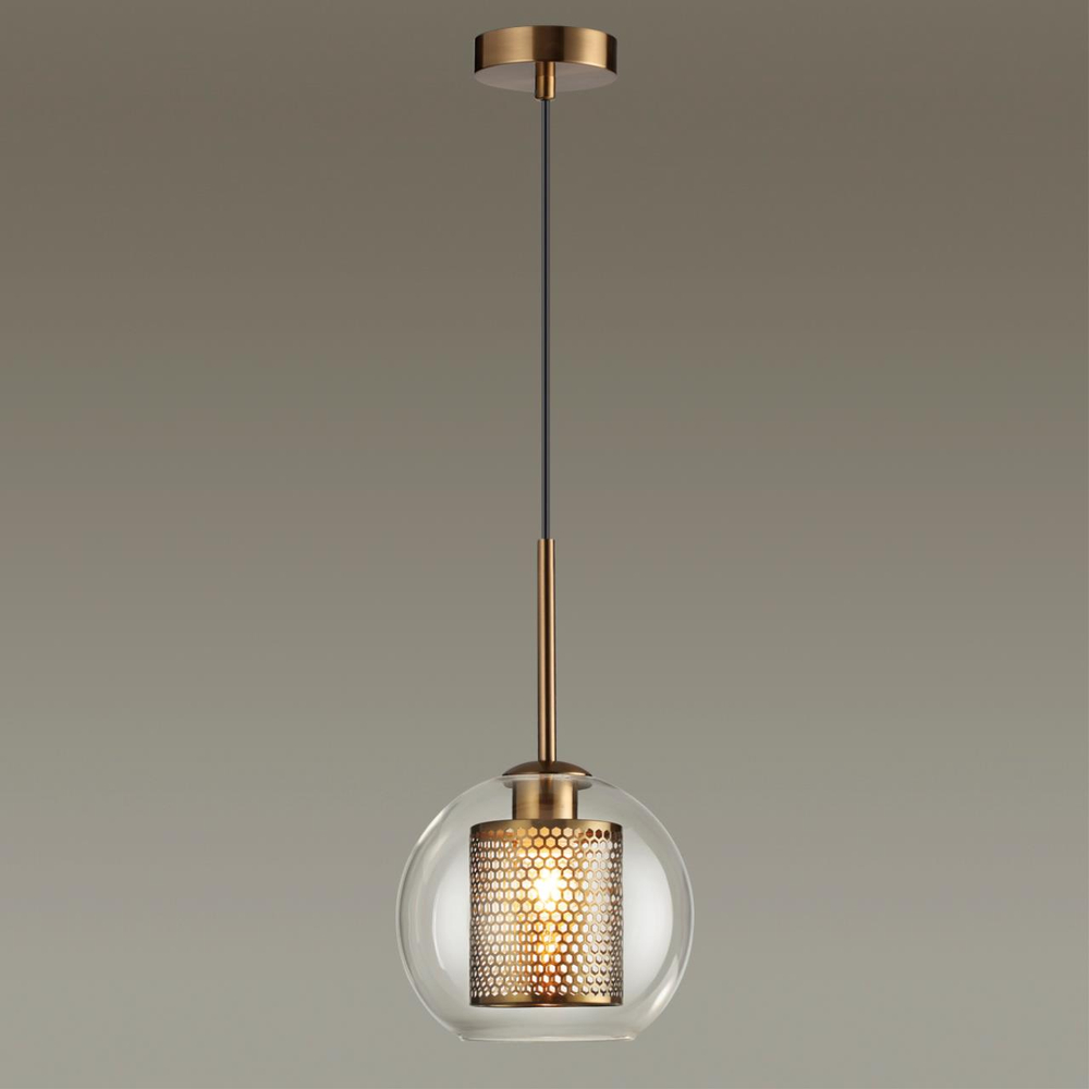 4939/1 PENDANT ODL22 401 античн.бронза/металл/прозрачный/стекло Подвес E27 1*40W CLOCKY