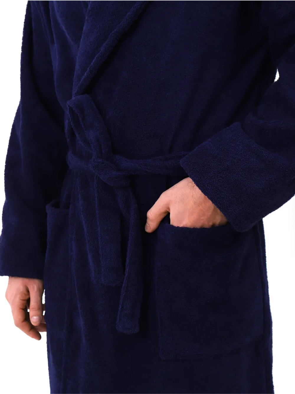 Халат мужской махровый "Элит" с воротником шалькой, цвет: 761-Темно-синий