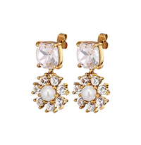 Серьги Dyrberg Kern POPPY SG CRYSTAL / WHITE PEARL 460502