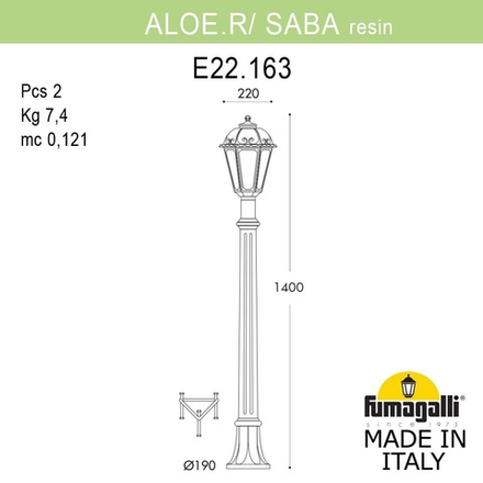Садовый светильник-столбик FUMAGALLI ALOE.R/SABA K22.163.000.VYF1R