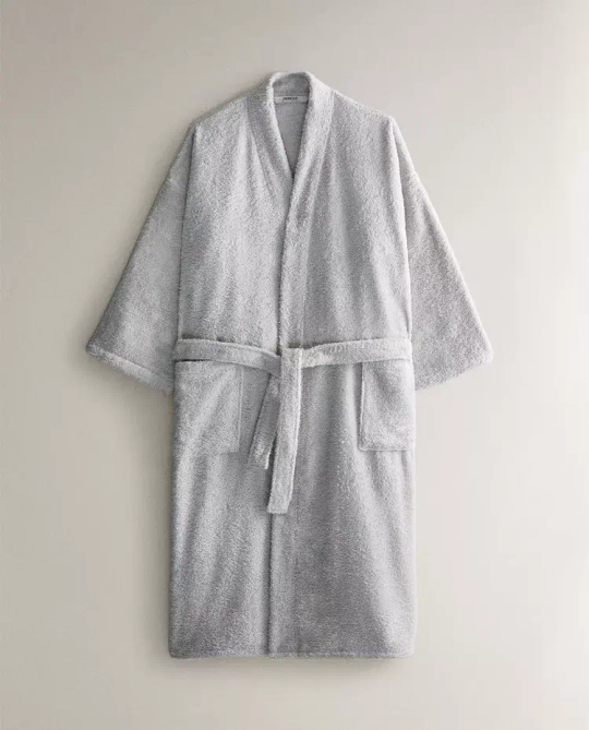 ZARA HOME ХЛОПКОВЫЙ ХАЛАТ, СВЕТЛО-СЕРЫЙ