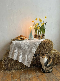 Свеча из коллекции "Пять вечеров" голубой/охра