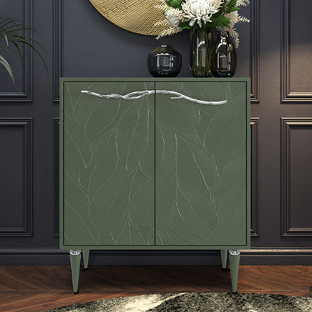 Комод Арт Колор leaves Классик Сильвер с 2 полками Зеленый нефрит