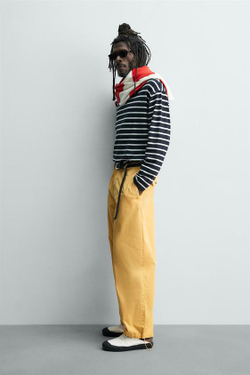 ZARA X AARON LEVINE ХЛОПКОВЫЕ БРЮКИ RELAXED FIT, СВЕТЛО-ЖЕЛТЫЙ