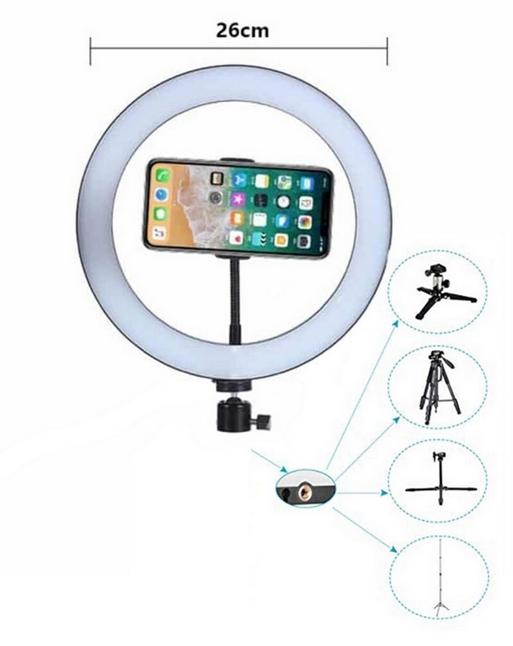 Кольцевая лампа для фото ZD666 10,5" (черный) мятая упаковка