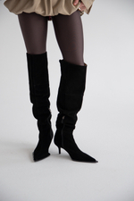 Ботфорты в черной замше JULIE