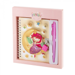 Блокнот в футляре, 17,5 см * 19,5 см, гребень, Alingar, ламинация, эффект 3D, ручка, замочек, клетка, 45 л., "Фея-принцесса", персиковый