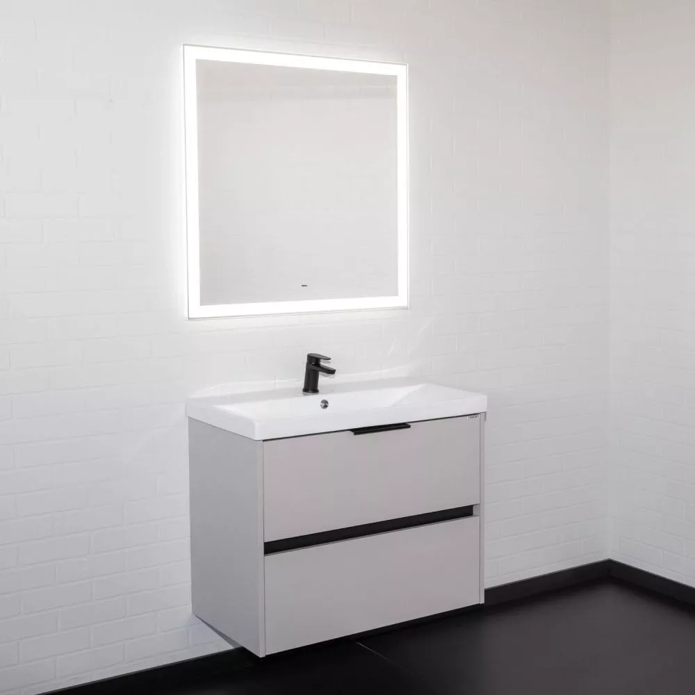 Подвесная тумба-умывальник Comforty Селенга-80 серый шелк с раковиной CF19696BX-80