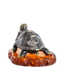Народные промыслы AM-1358 Фигурка «Черепаха средиземноморская» (латунь, янтарь)