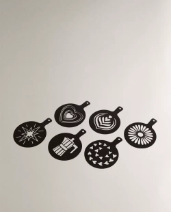 ZARA HOME НАБОР ТРАФАРЕТОВ ДЛЯ КОФЕ (6 ШТ.), ЧЕРНЫЙ