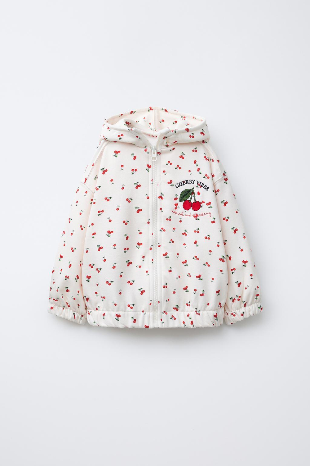 ZARA ХУДИ С ВЫШИВКОЙ «ВИШНЯ», ЭКРЮ
