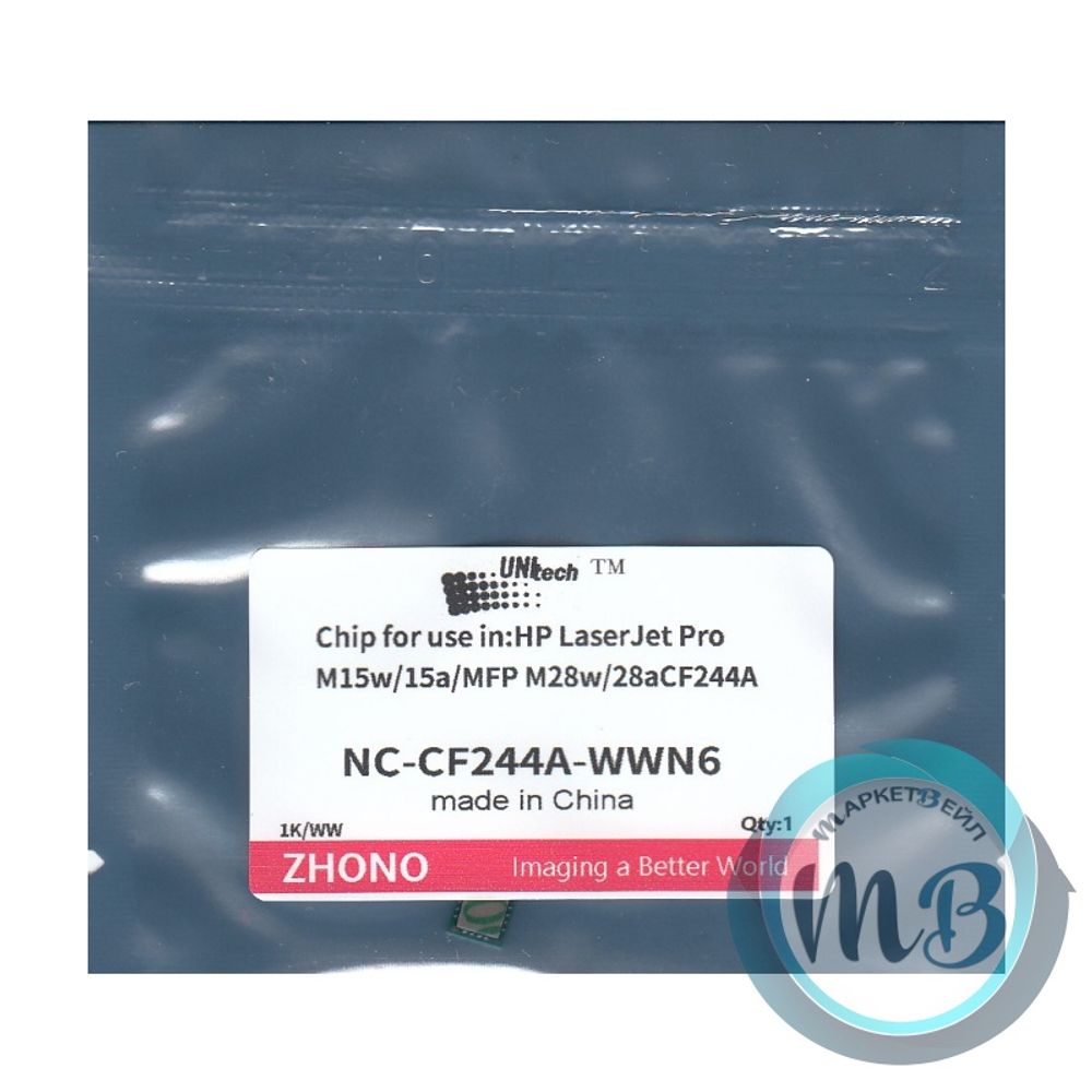 Чип UNItech для картриджа HP CF244A, LJ M 15/MFP M28 (1K, new FW, OEM Size) Zhono