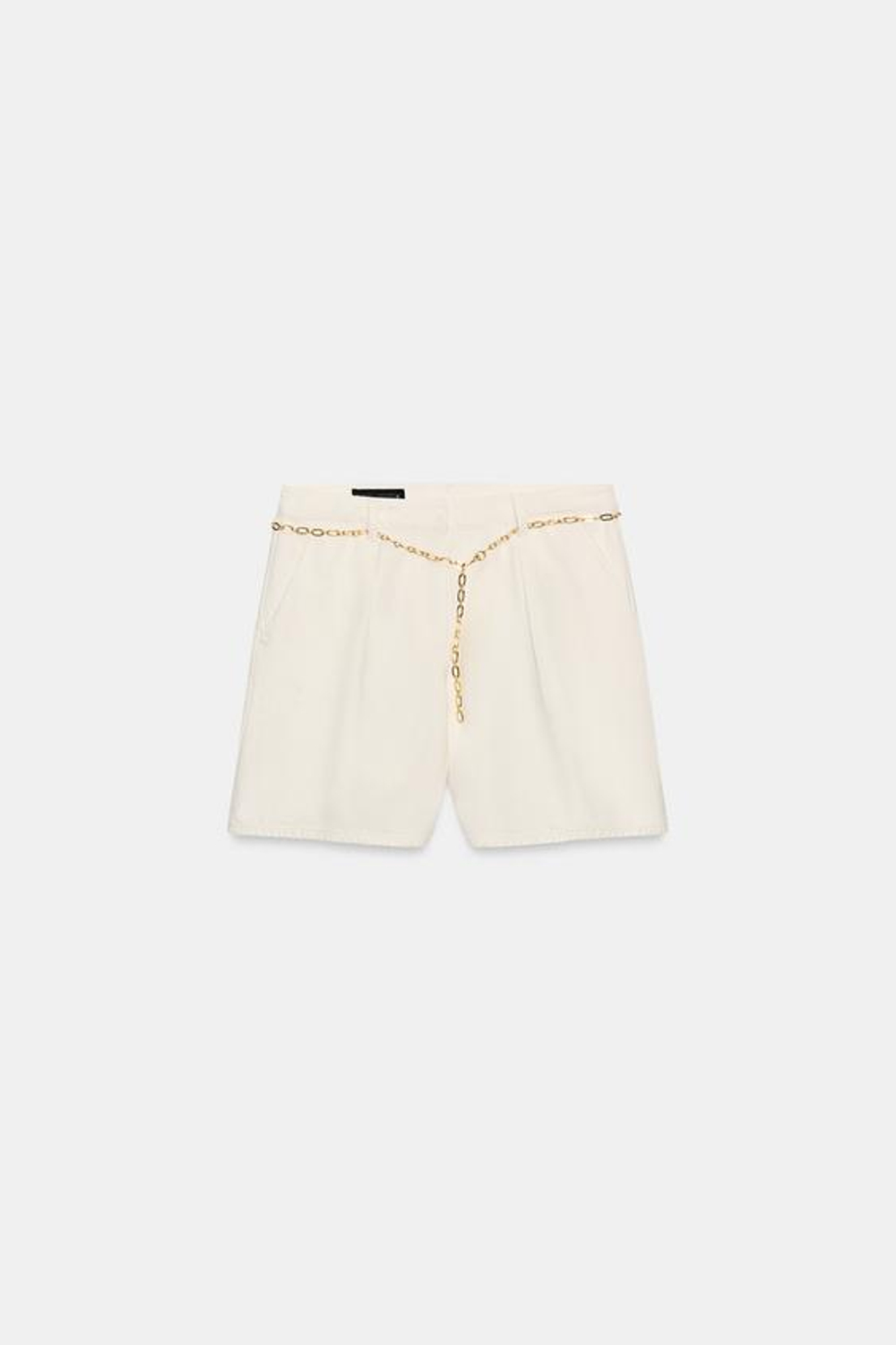 ZARA ДЖИНСОВЫЕ ШОРТЫ Z1975 С ПОЯСОМ-ЦЕПОЧКОЙ, БЕЛЫЙ